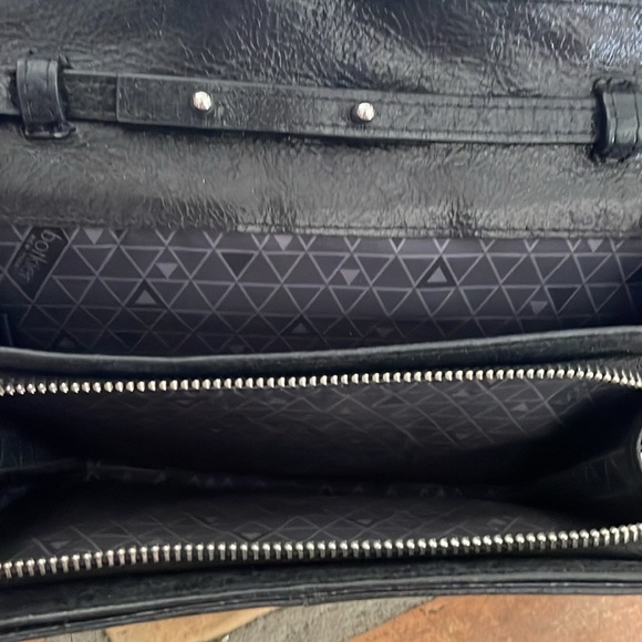 BOTKIER NEW YORK Soho Quilted Black Leather Chain Clutch Wristlet - Picture 9 of 13